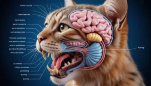 Close-up of a domestic cat on a blanket with eyes half-closed, showing signs of purring.