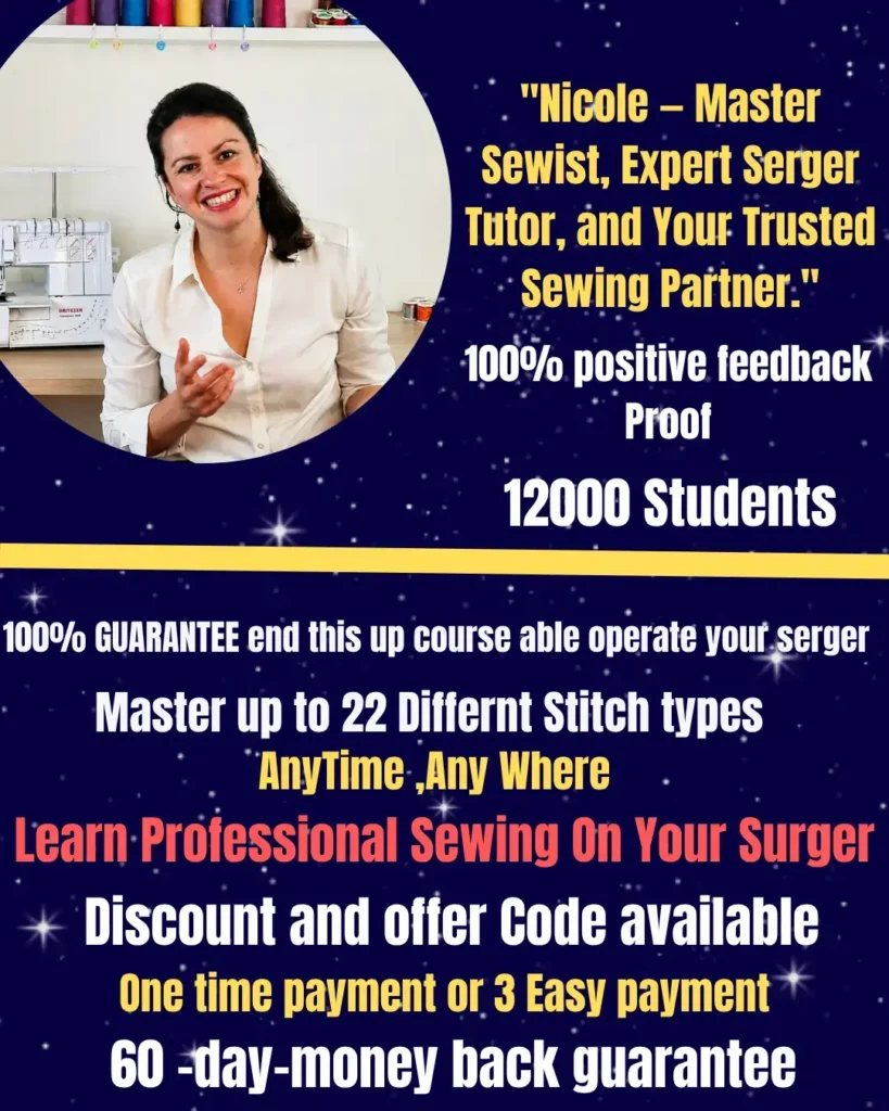 60-day money-back guarantee badge for the Love Your Serger online course.
Official 60-day money-back guarantee seal, reassuring potential students that the serger sewing course purchase is fully risk-free.